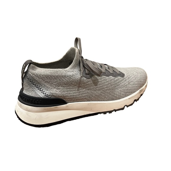 Brunello Cucinelli Mens Grey Cotton Knit Trainers - Picture 6 of 9